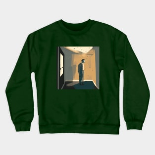 Abstract Illustration on man with depression stand in the room Crewneck Sweatshirt